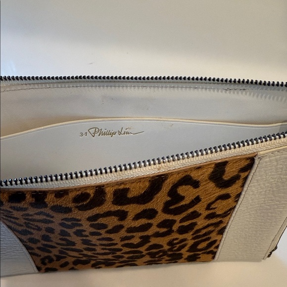 Women’s Philip Lim 3.1 Leopard Print Clutch with Cream Accents - Picture 2 of 7